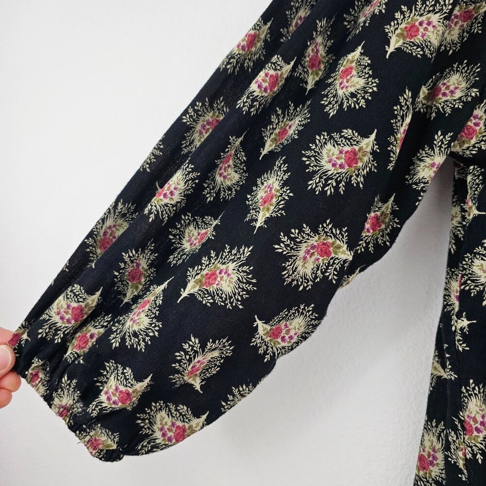Ralph Lauren Denim & Supply Sz S Floral Peasant Blouse Gauze Boho Top Tassels - Picture 8 of 11